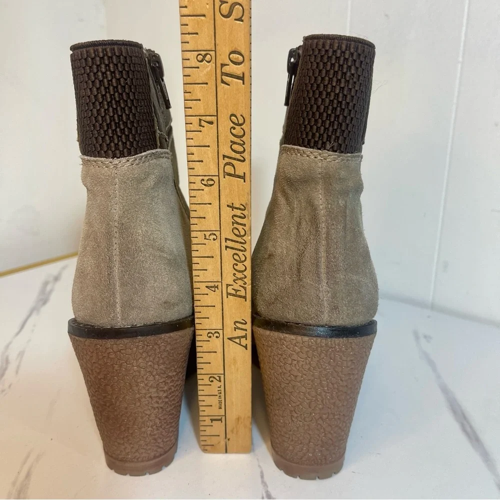 Enjoiya Ankle Wedge Booties, Taupe Suede, Women's 8M